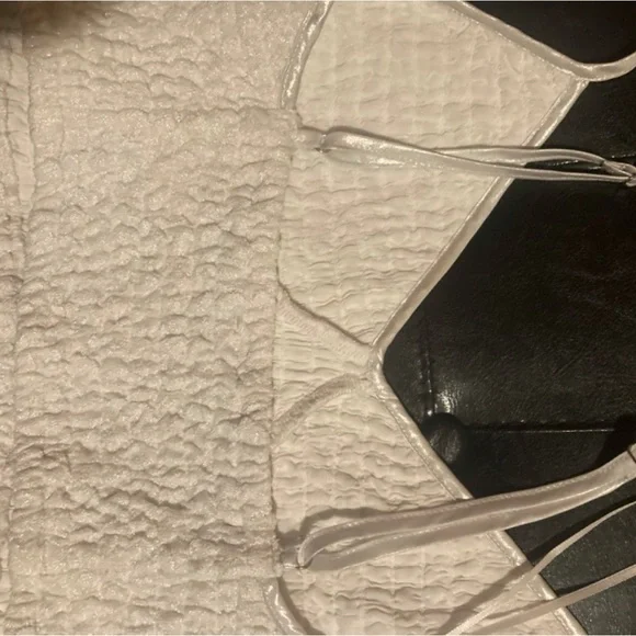 Free People Mermaid Dreams Silver Pearl Smocked Crop Top - Picture 4 of 5